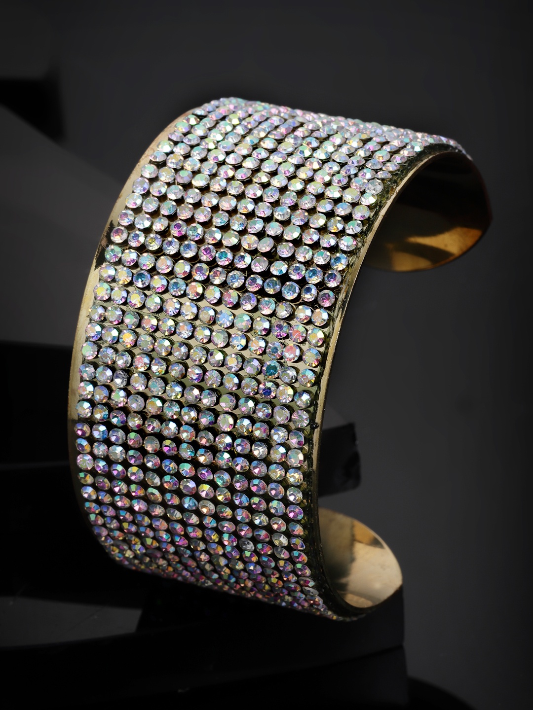 

PANASH Women White Cubic Zirconia Gold-Plated Cuff Bracelet