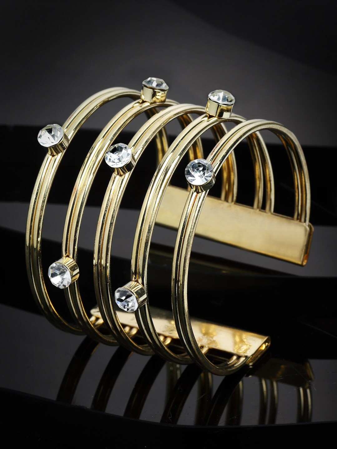 

VOGUE PANASH Women White AD Gold-Plated Cuff Bracelet