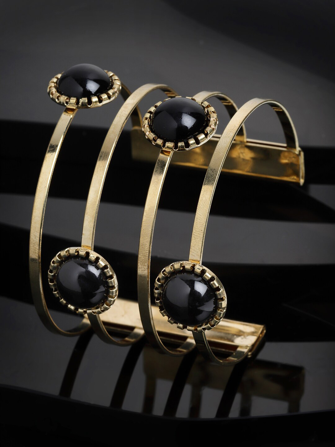 

VOGUE PANASH Women Gold-Plated & Black Cuff Bracelet