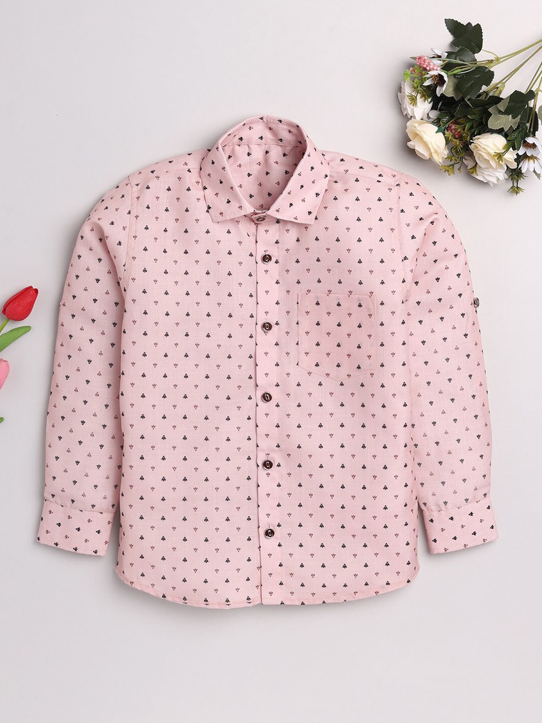 

JBN Creation Boys Pink Classic Printed Casual Shirt