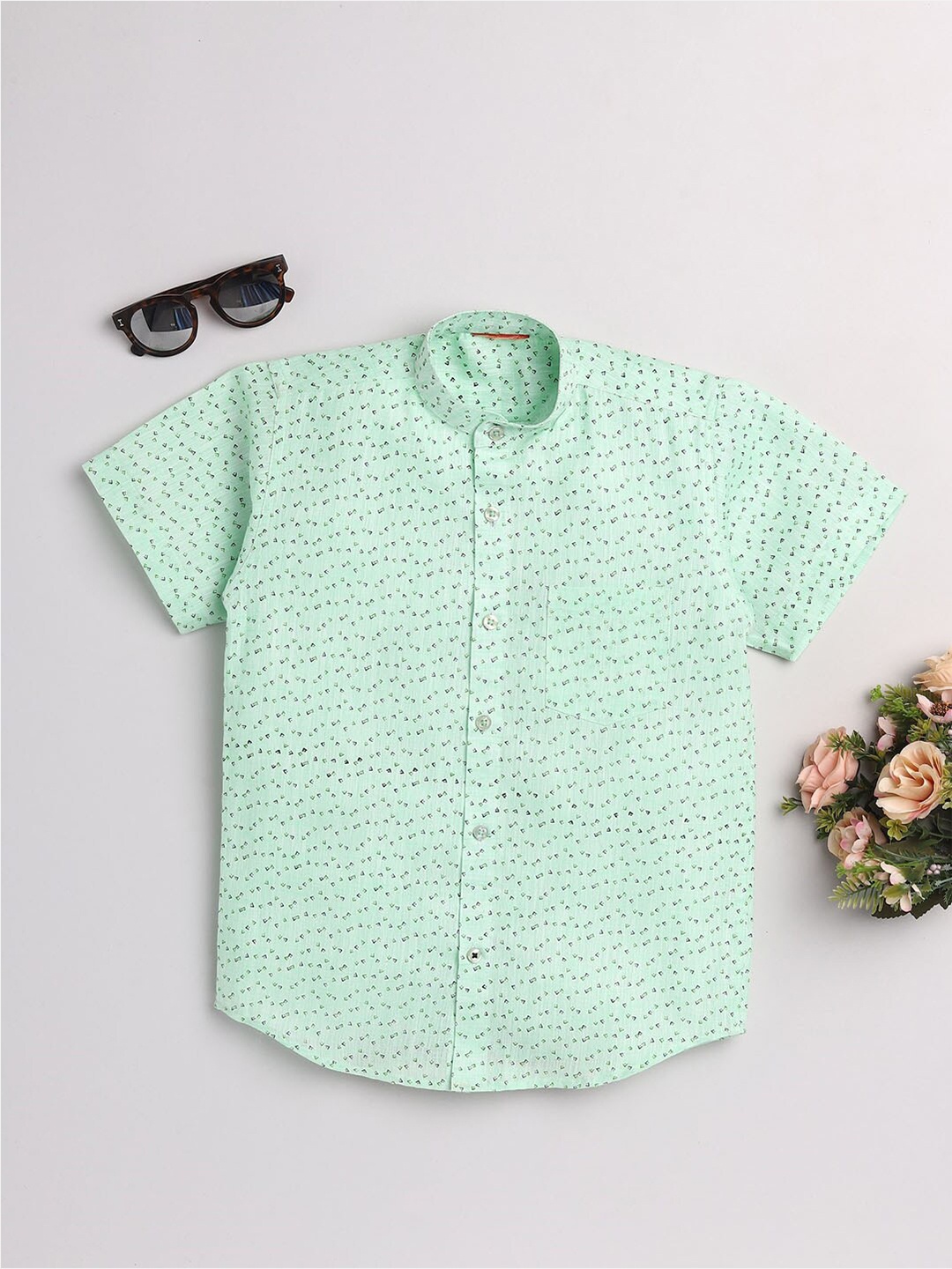 

JBN Creation Boys Sea Green Classic Micro Ditsy Printed Casual Shirt
