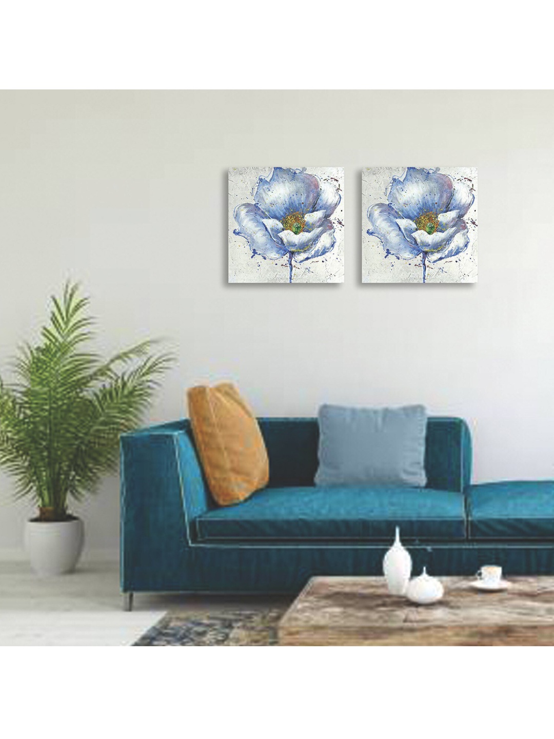 

MARKET99 White & Blue Oil Painting Wall Art