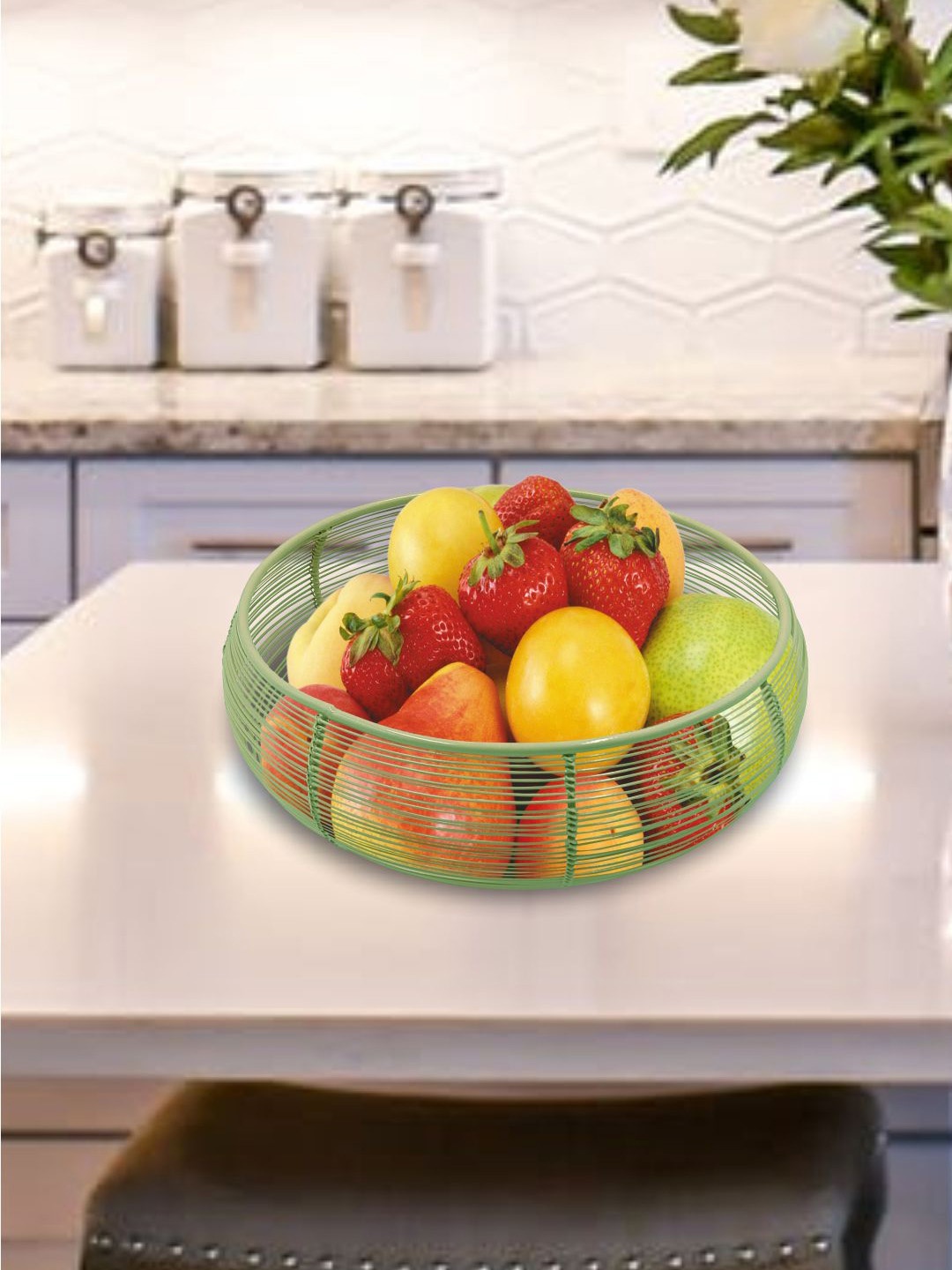 

MARKET99 Green Solid Metal Wire Fruit Basket