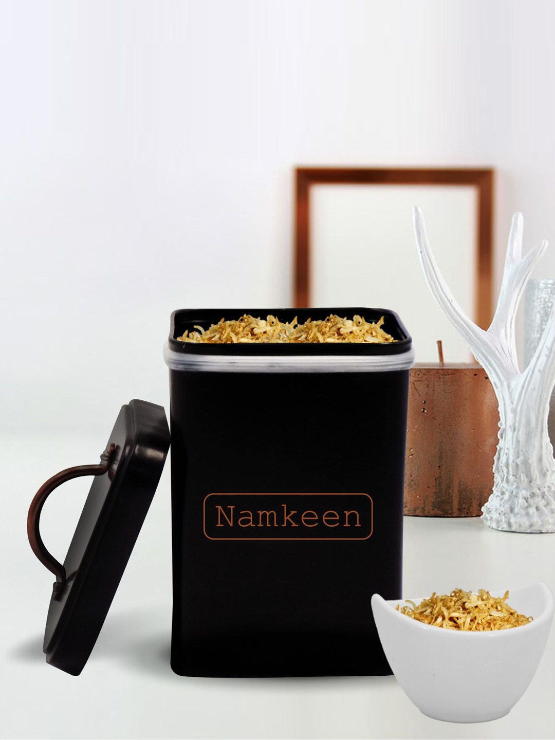 

MARKET99 Black & Copper Printed Storage Jar With Lid
