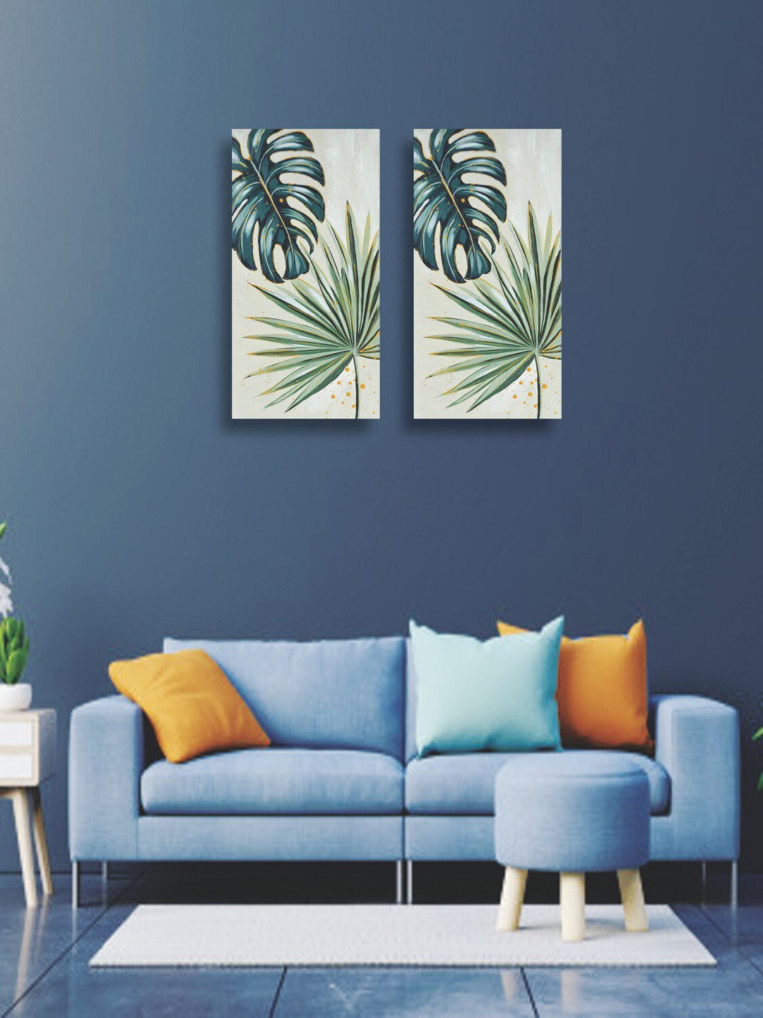 

MARKET99 Green & White Set of 3 Oil Wall Painting