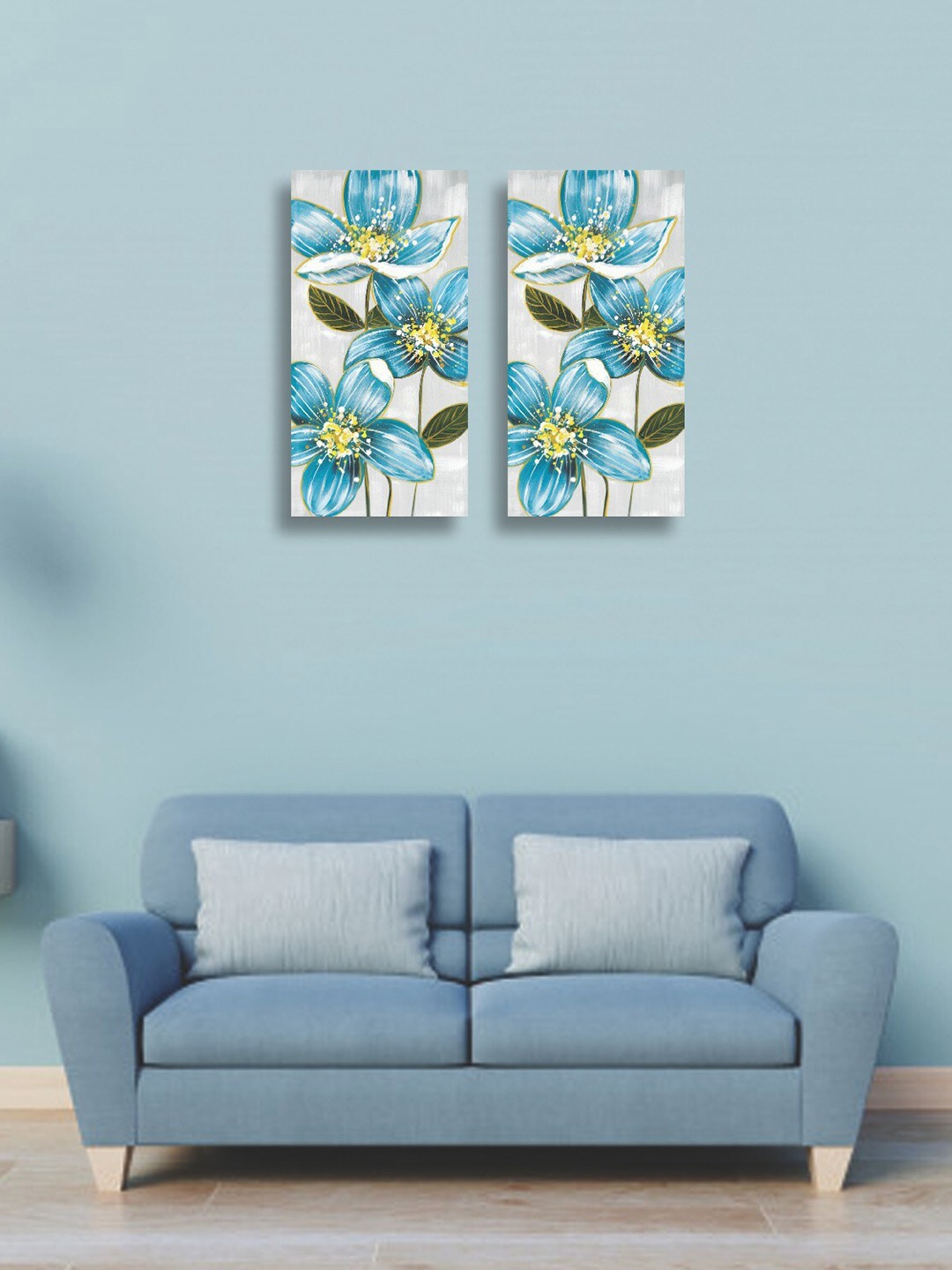 

MARKET99 Turquoise Blue & Yellow 1 Piece Flower Oil Painting