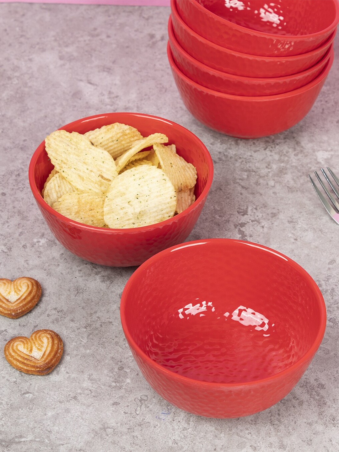 

MARKET99 Red & 6 Pieces Melamine Glossy Bowls