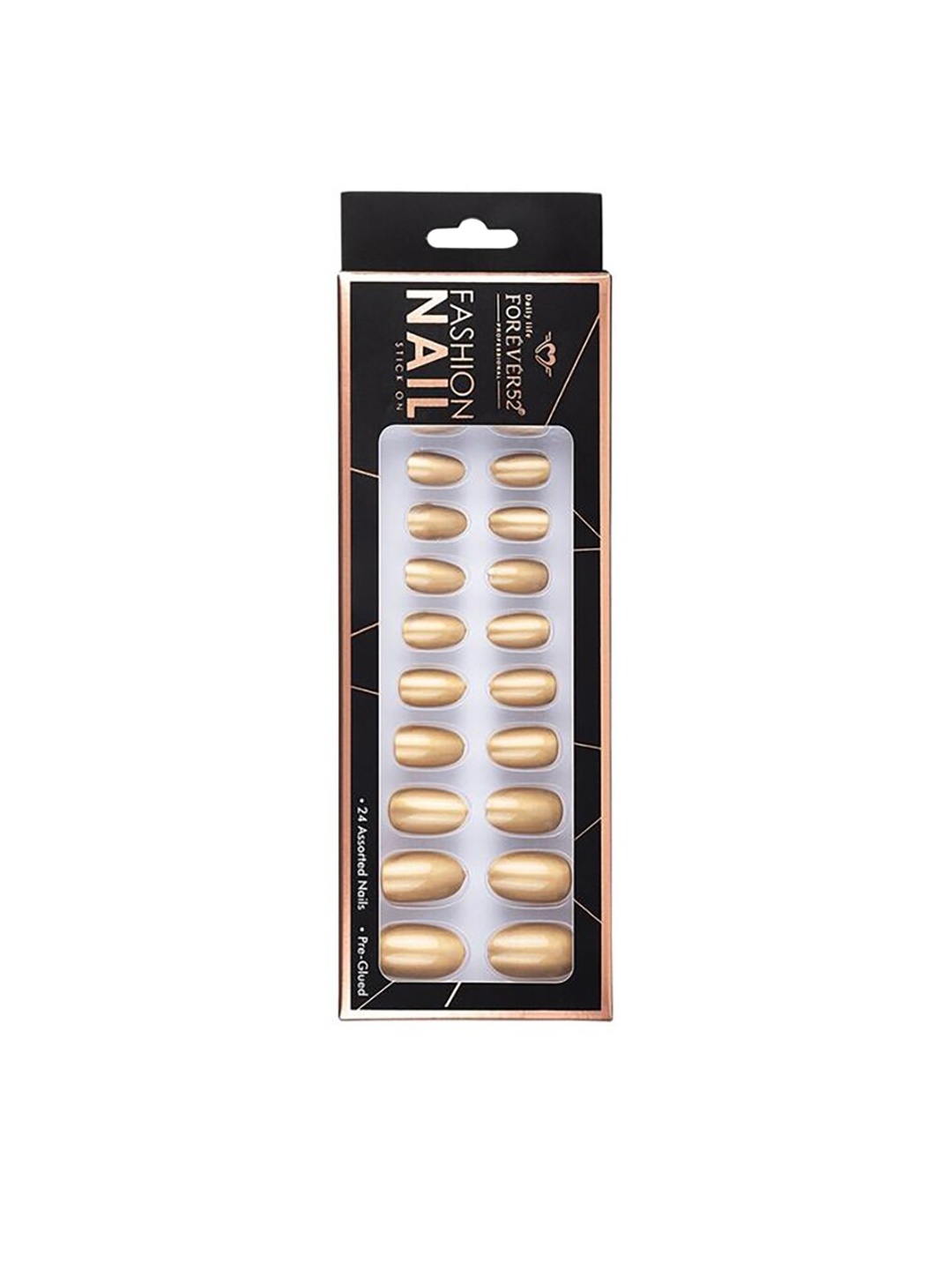 

Daily Life Forever52 24 Nail Tip Fashion Nail Stick On - IFN029, Gold