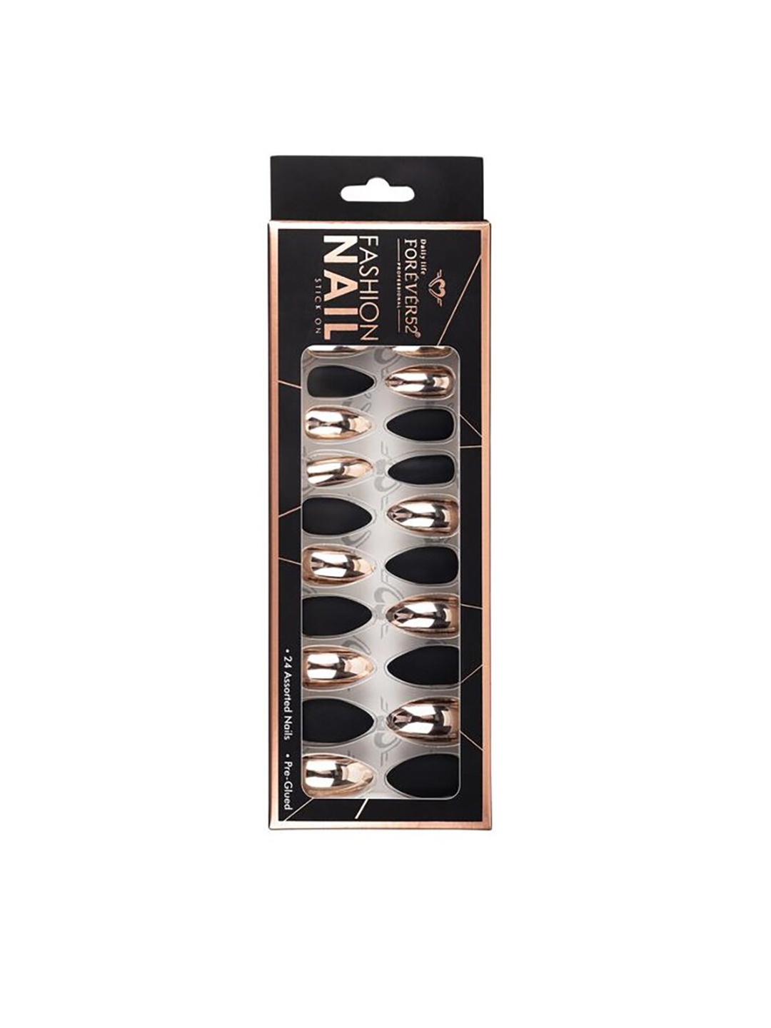 

Daily Life Forever52 Set of 24 Fashion Nail Stick On - IFN018, Black