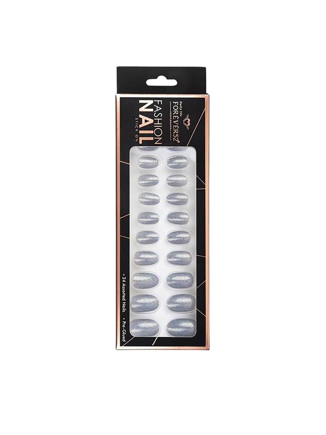 

Daily Life Forever52 Set of 24 Fashion Nail Stick On - IFN027, Grey