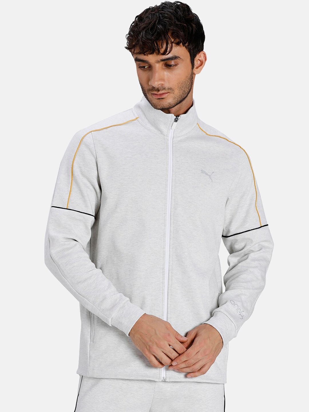 

Puma Men Grey Cotton Sporty Slim Fit Track Jacket