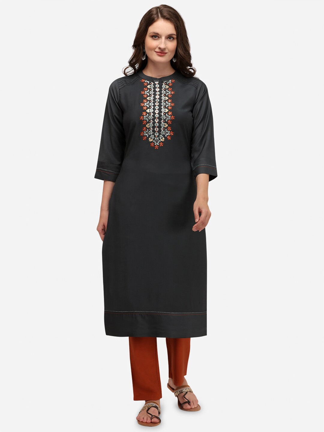 

Mclothings Women Grey Sequinned Pure Silk Sequinned Kurti