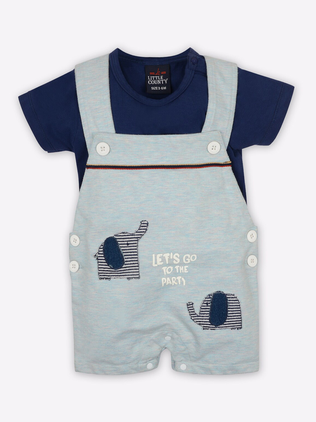

Little County Infant Boys Blue Pure Cotton Dungarees With T-Shirt