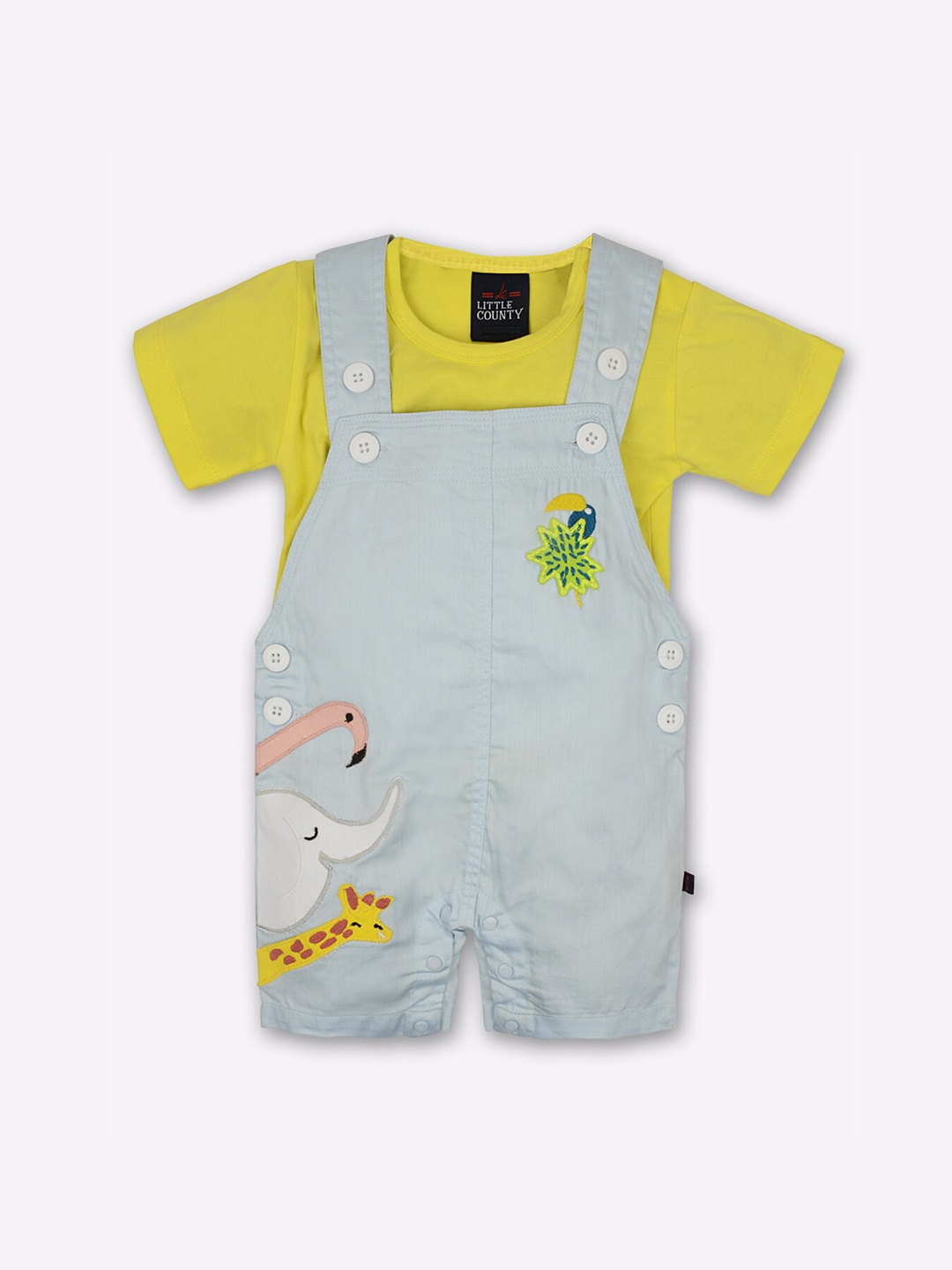

Little County Boys Blue & Green Dungarees With T-Shirt