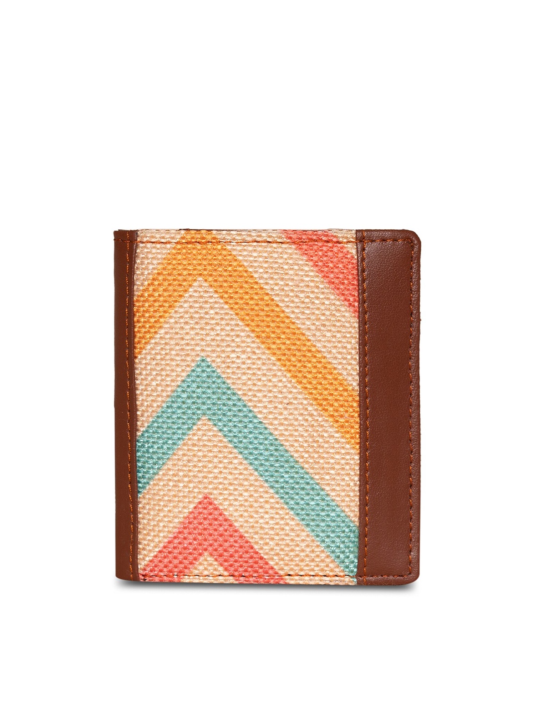 

ZOUK Unisex Pink & Brown Textured Two Fold Wallet