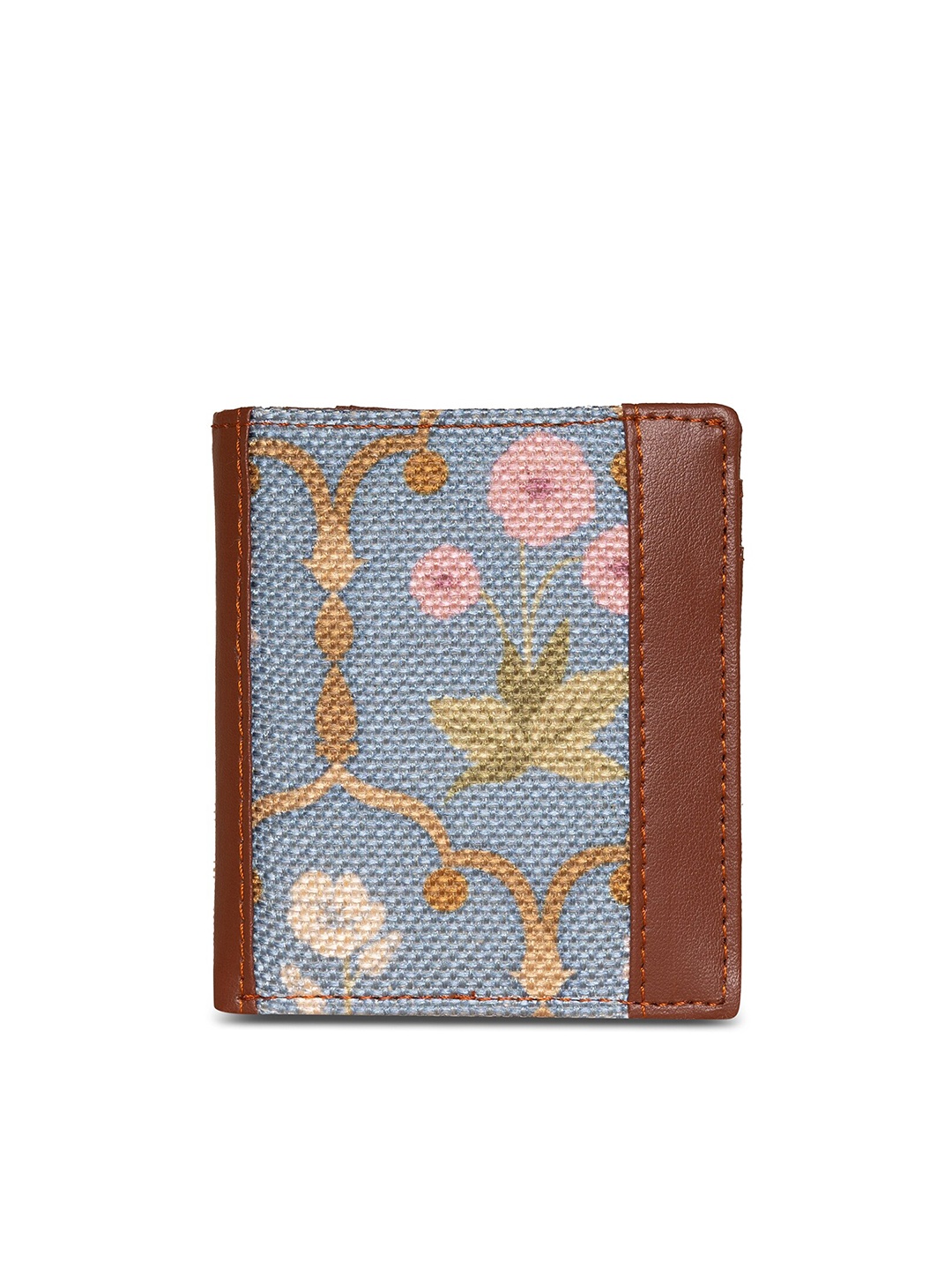 

ZOUK Unisex Blue & Green Floral Printed Two Fold Sided Sleek Wallet