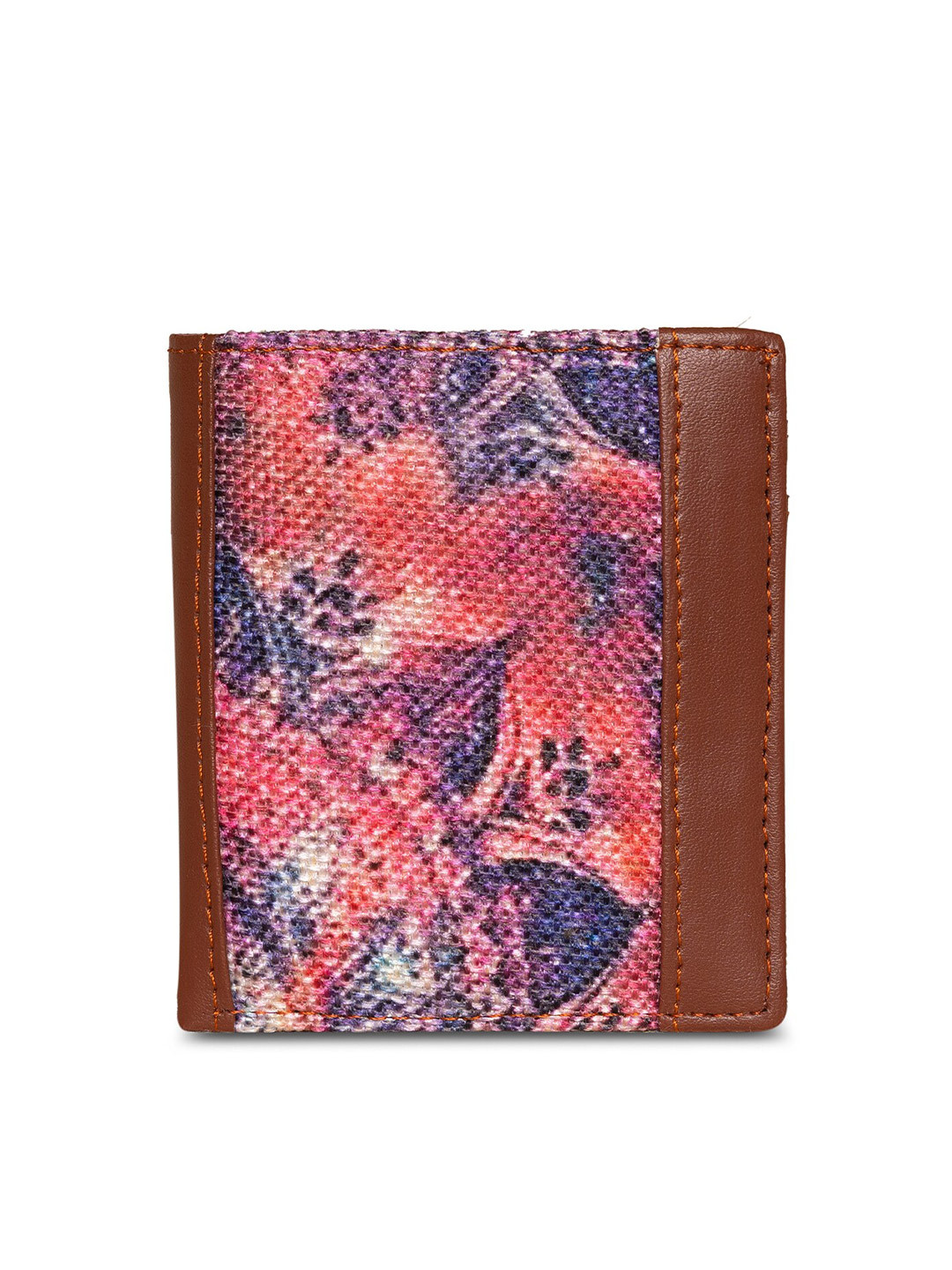 

ZOUK Unisex Pink & Brown Textured Two Fold Wallet