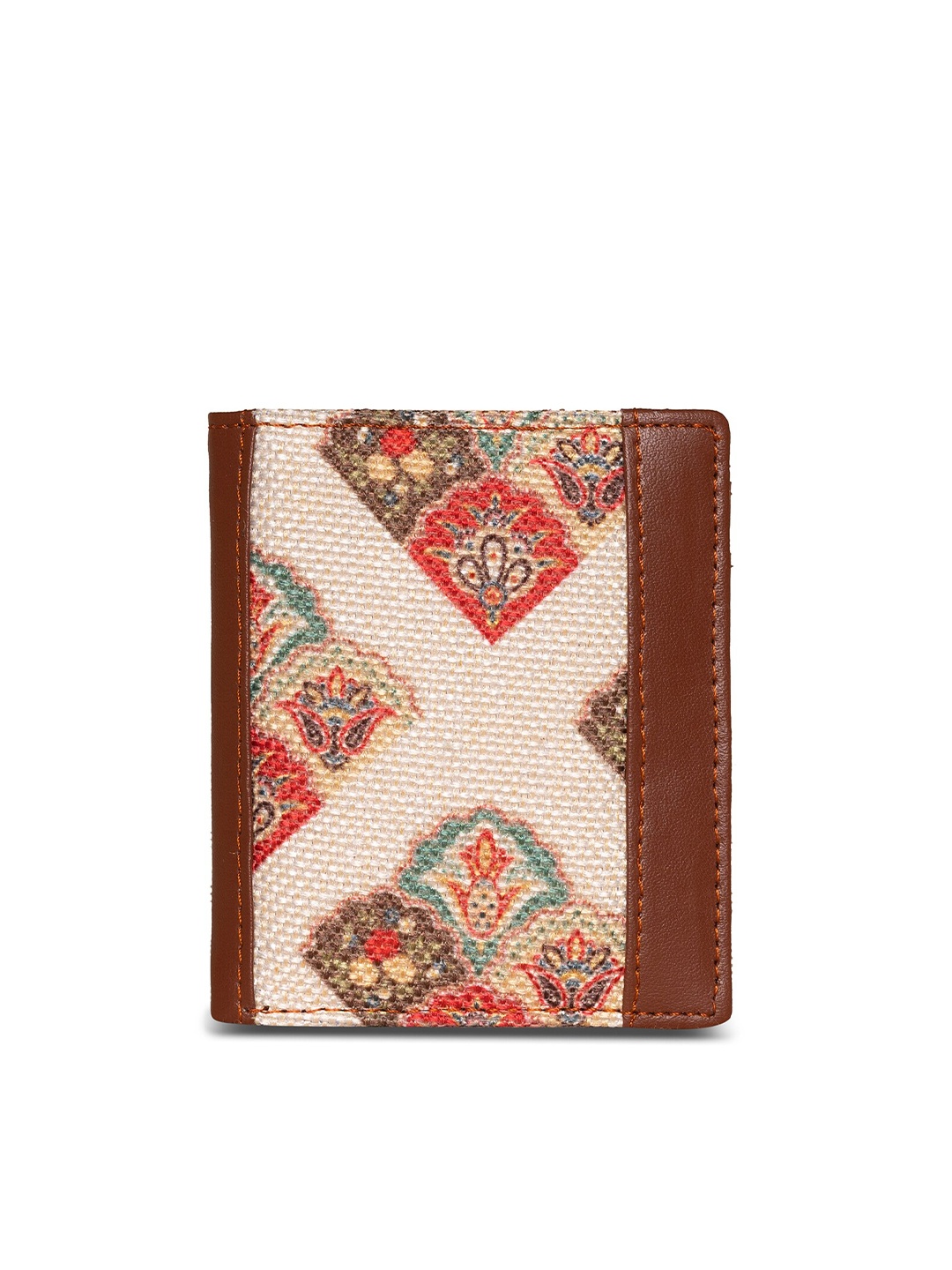 

ZOUK Unisex White & Brown Textured Two Fold Wallet