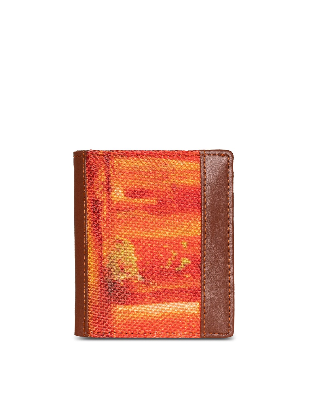

ZOUK Unisex Brown & Orange Abstract Printed Two Fold Sided Sleek Wallet