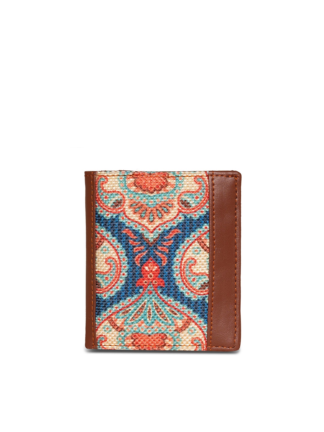 

ZOUK Unisex Blue & Red Ethnic Motifs Printed Two Fold Sided Sleek Wallet