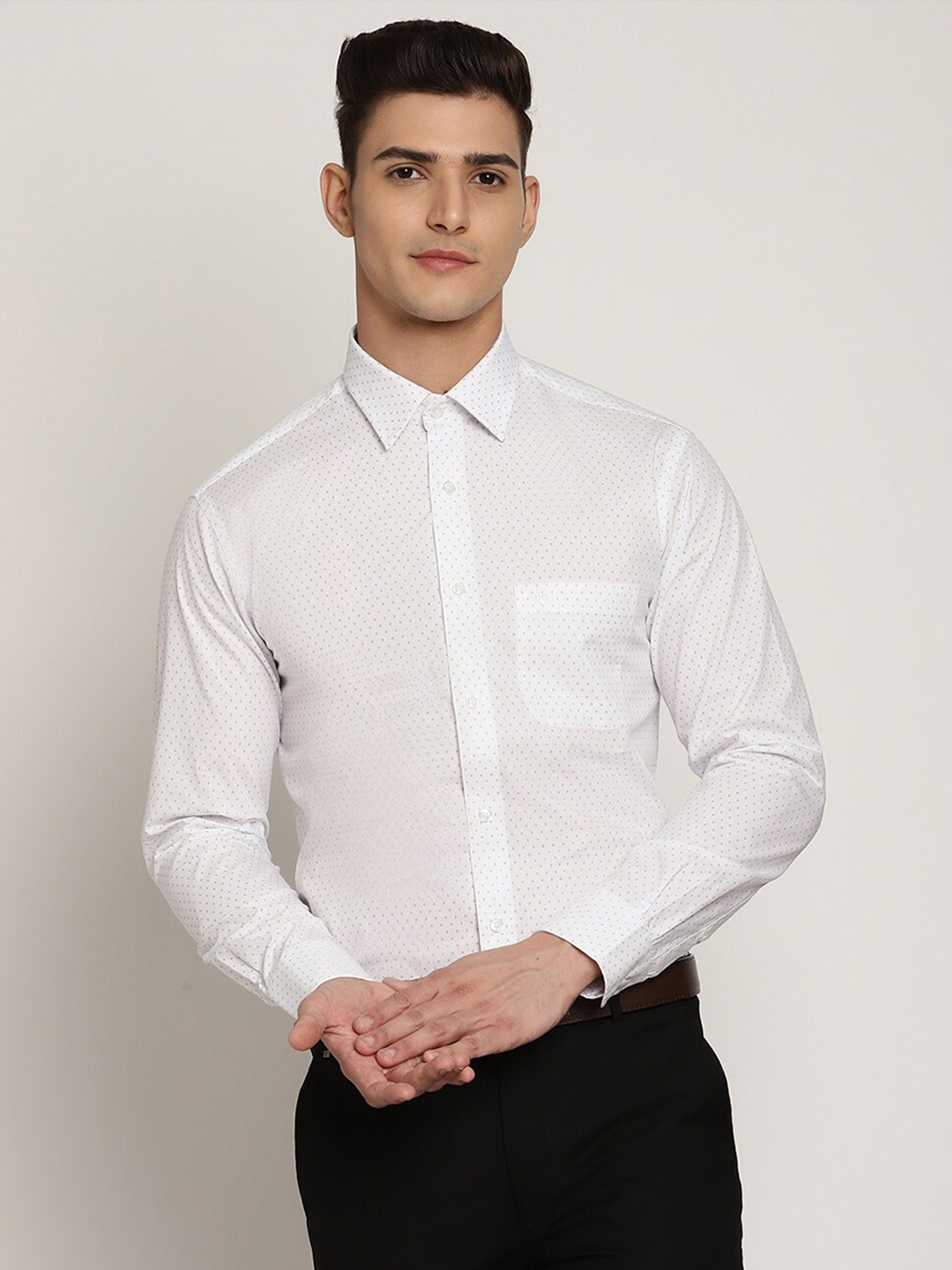 

Cantabil Men White Printed Formal Shirt