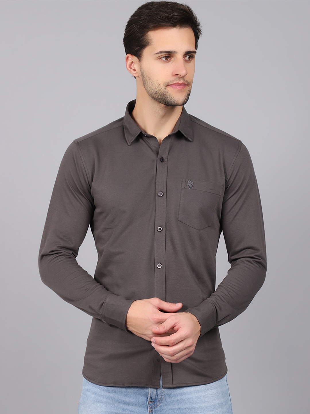

Cantabil Men Grey Casual Shirt