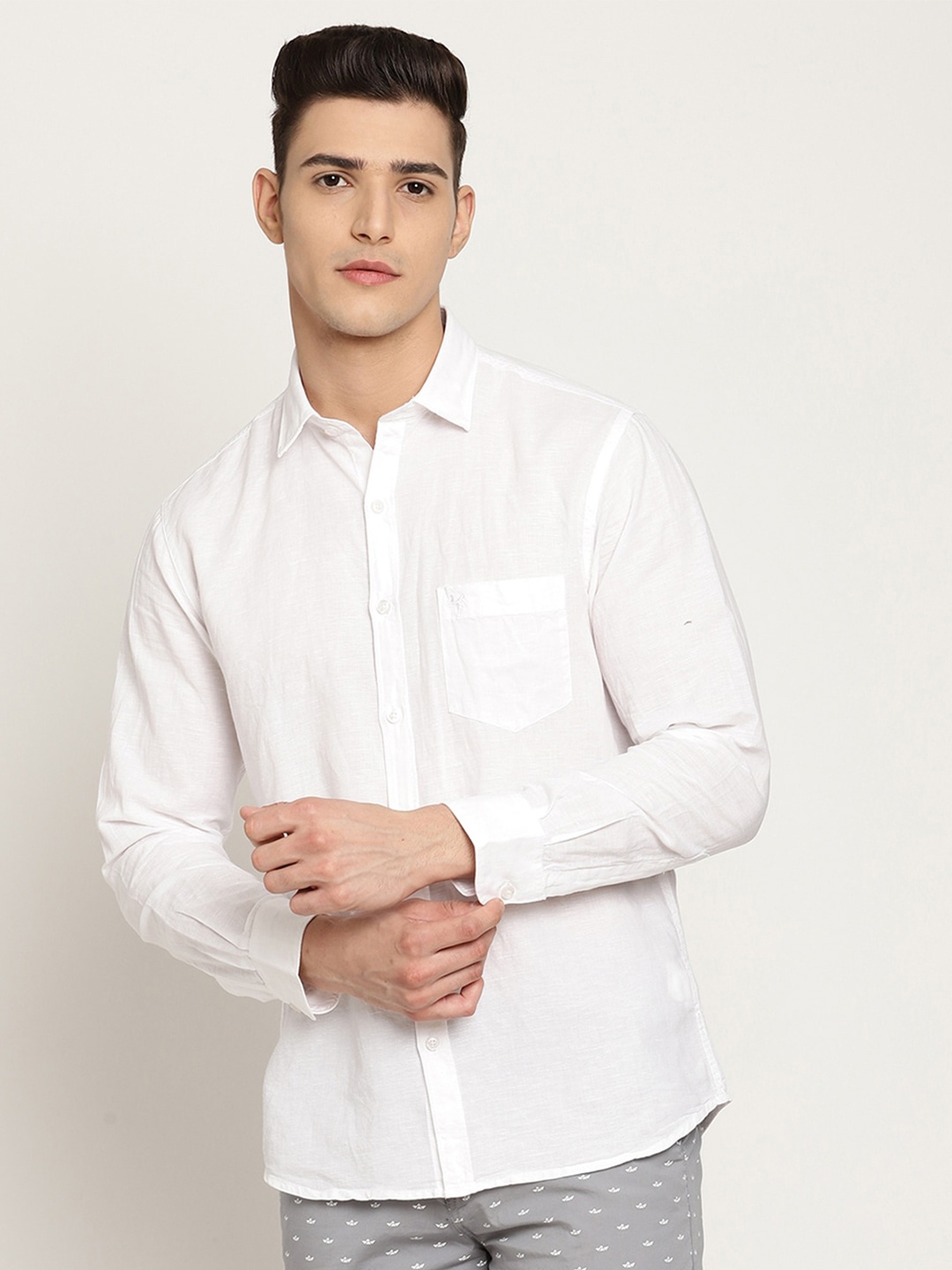 

Cantabil Men White Casual Shirt