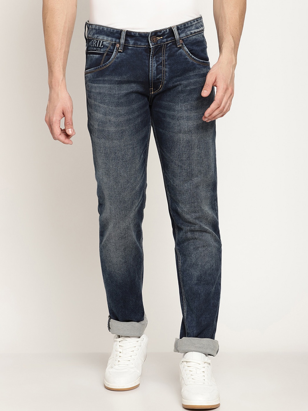 

Cantabil Men Grey Mid-Rise Heavy Fade Jeans