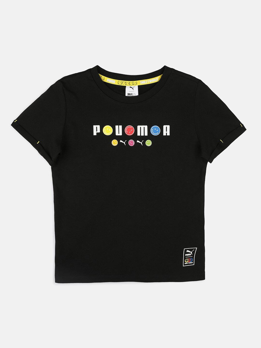 

Puma Kids Black Typography Printed T-shirt