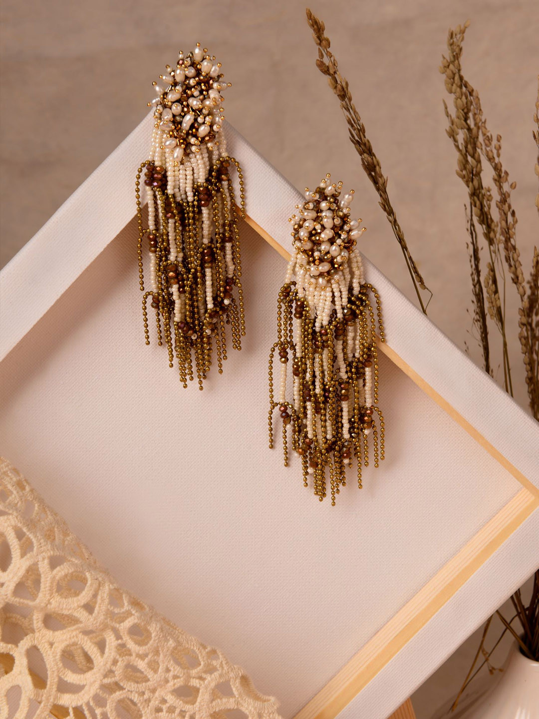 

D'oro Women Gold-Toned Gold Plated Contemporary Drop Earrings