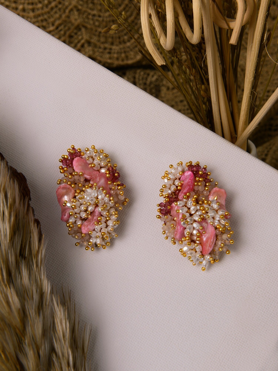 

D'oro Pink Contemporary Studs Earrings