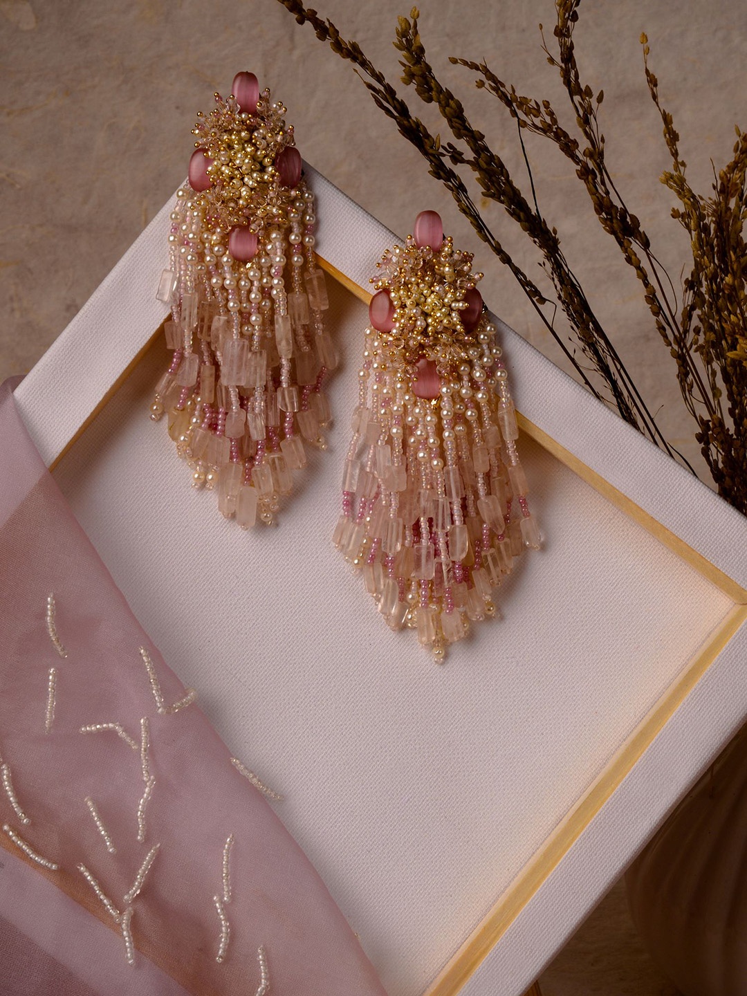 

D'oro Pink Contemporary Drop Earrings
