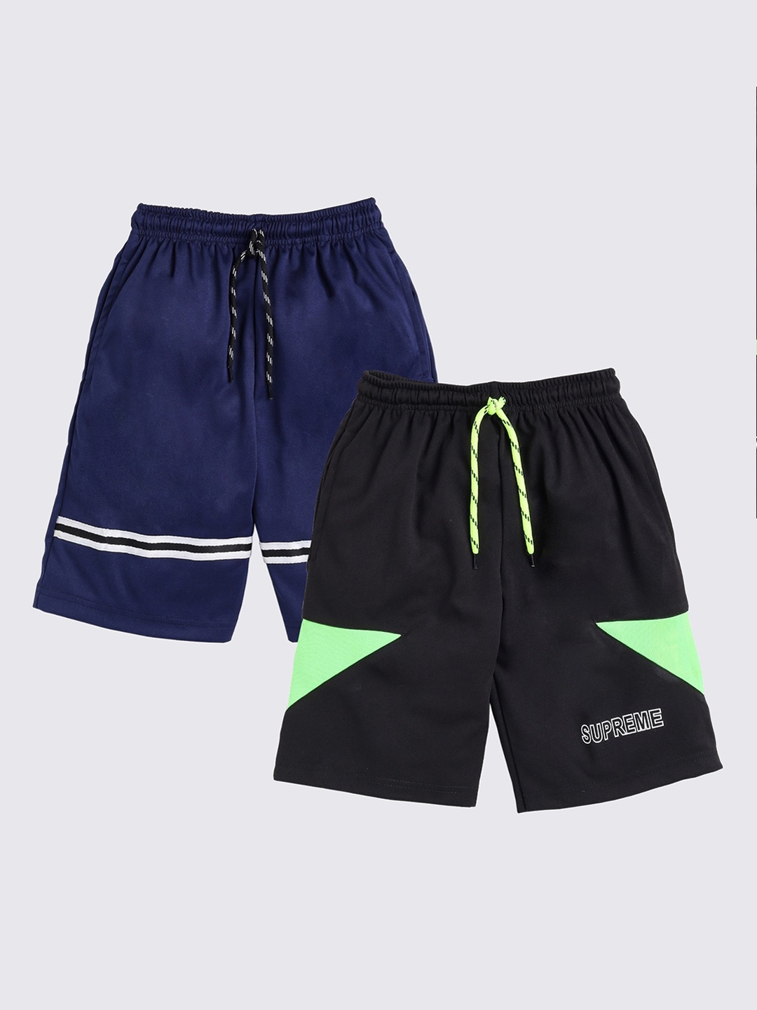 

Toonyport Boys Pack of 2 Navy Blue & Black Tencel Sports Shorts