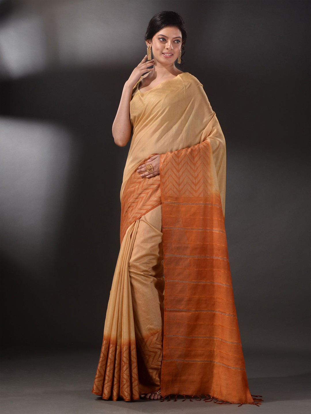 

Arhi Beige & Orange Woven Design Silk Blend Saree