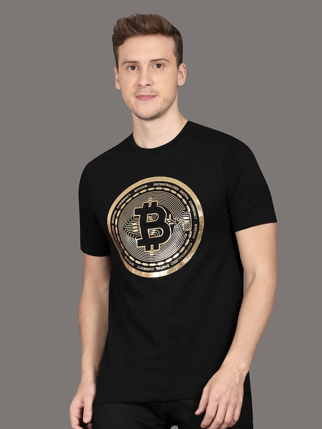 

Steenbok Men Black Printed 100% Cotton T-shirt