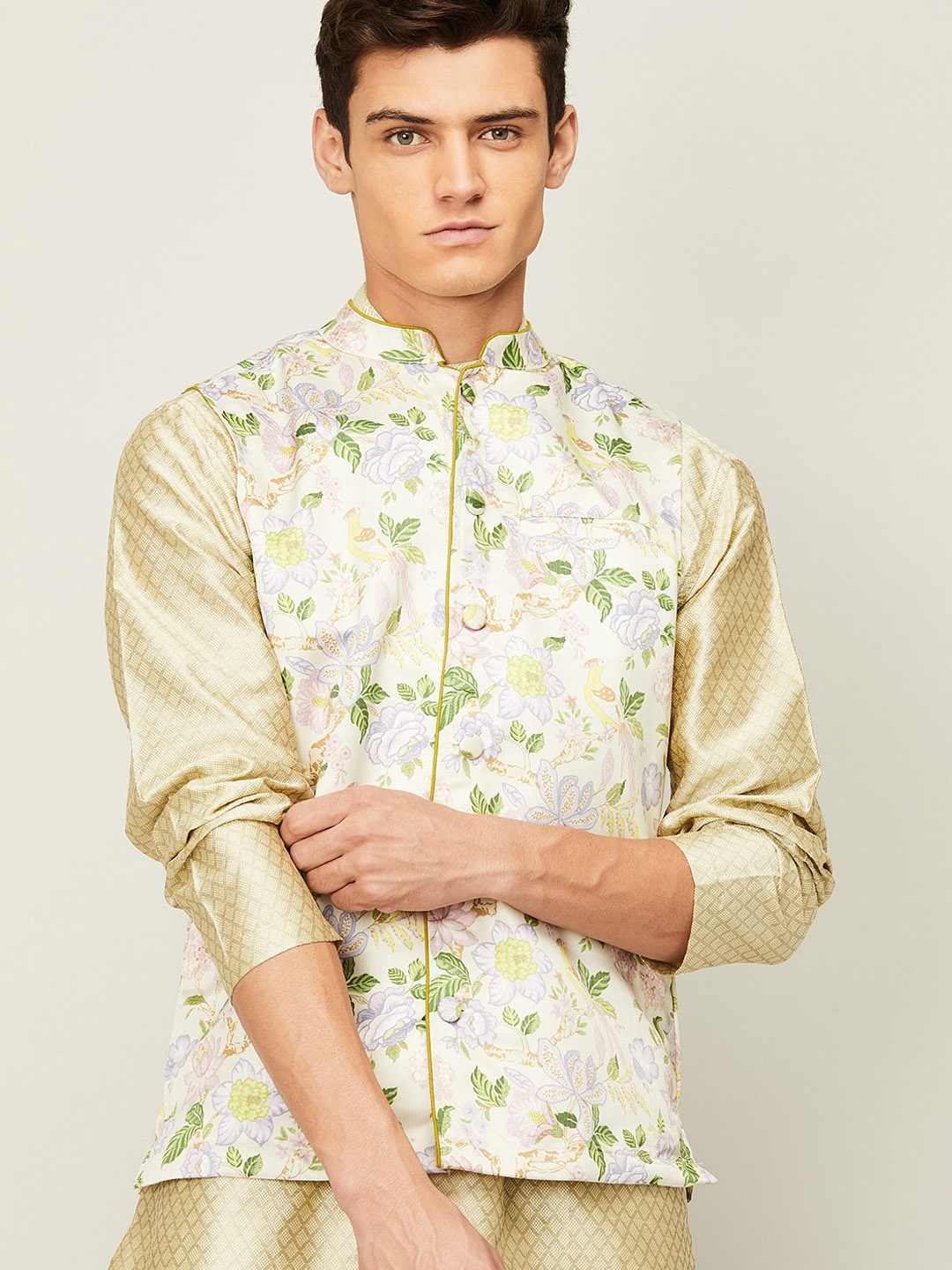 

Melange by Lifestyle Men Green Floral Tailored Jacket
