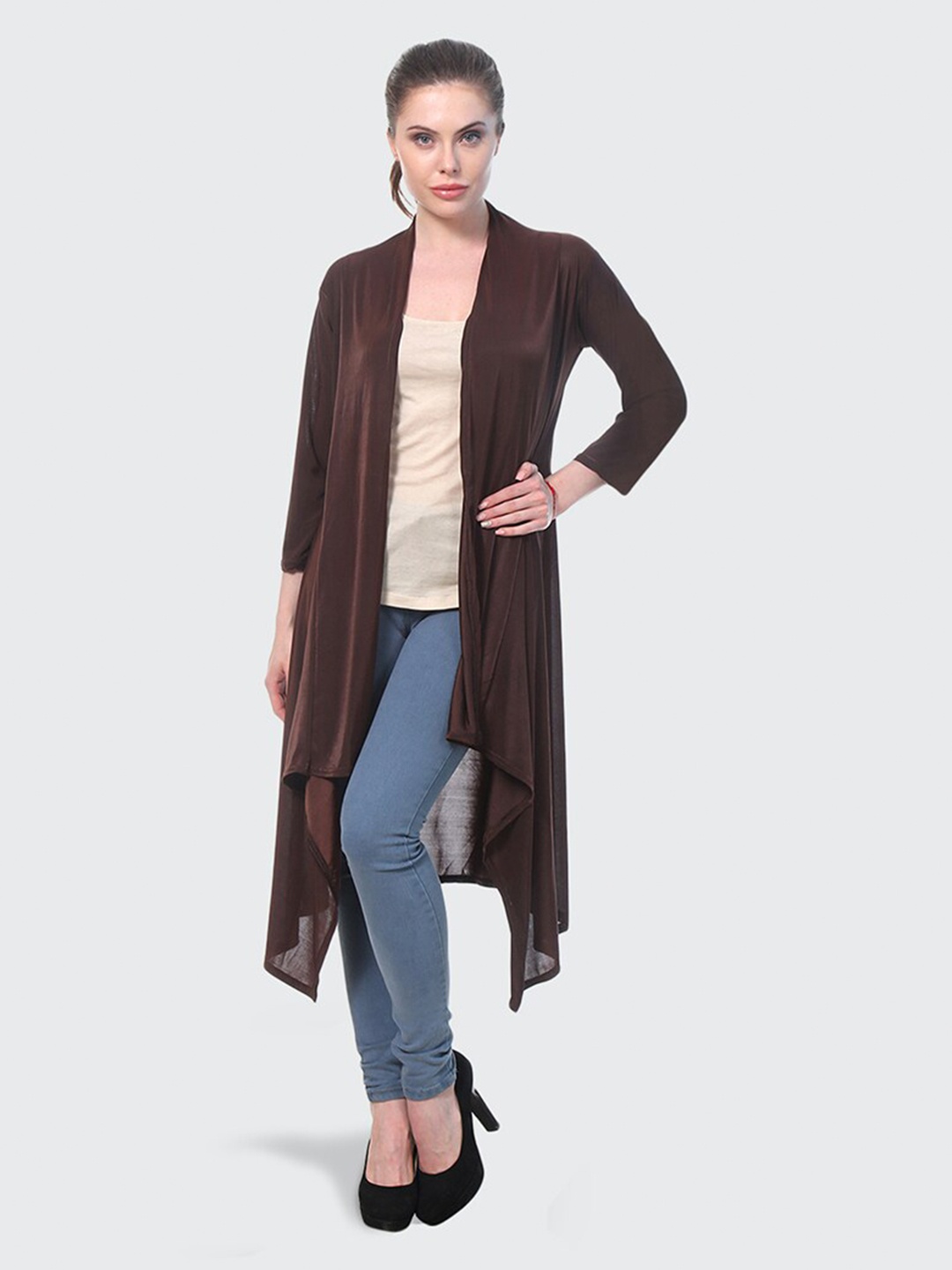 

BUY NEW TREND Brown Open-Front Shrug