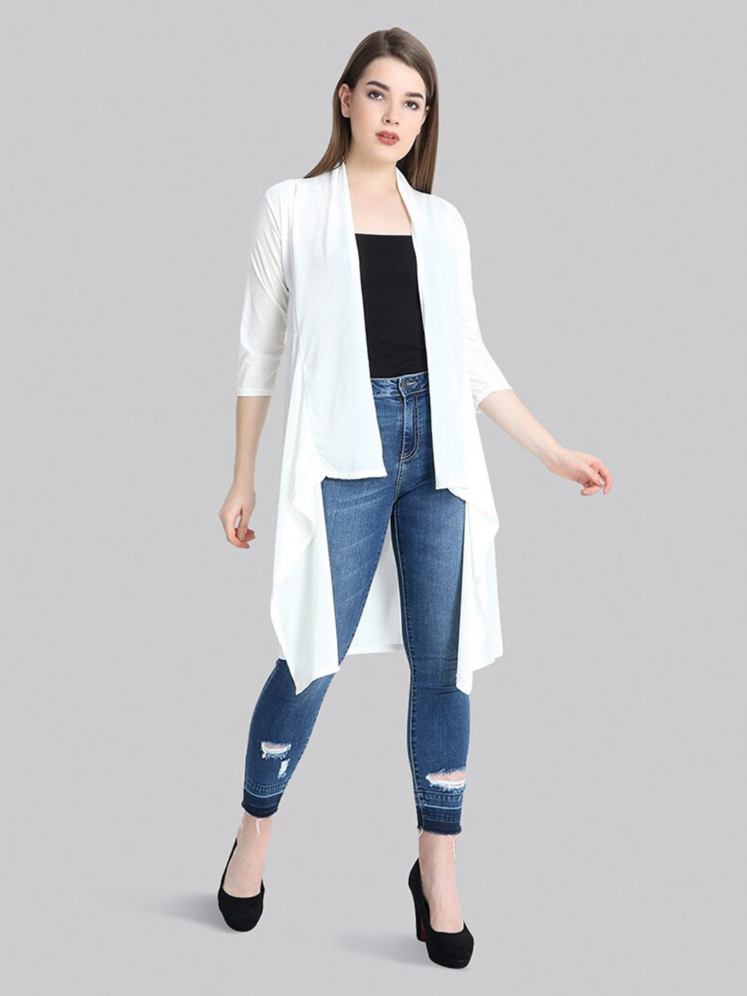

BUY NEW TREND Women White Longline Shrug