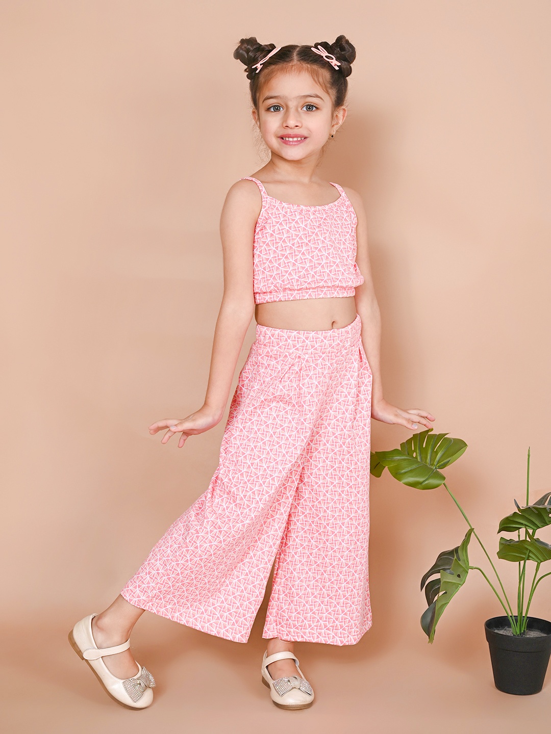 

LilPicks Girls Pink Printed Cotton Blend Clothing set