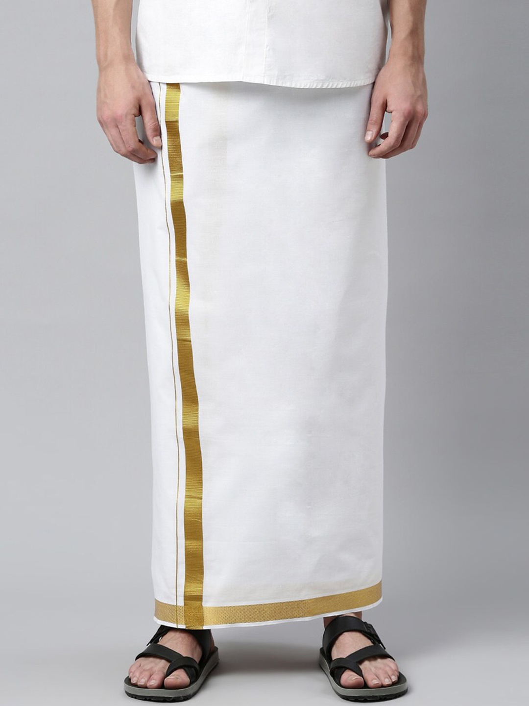 

Jansons Men White Solid Cotton Dhoti