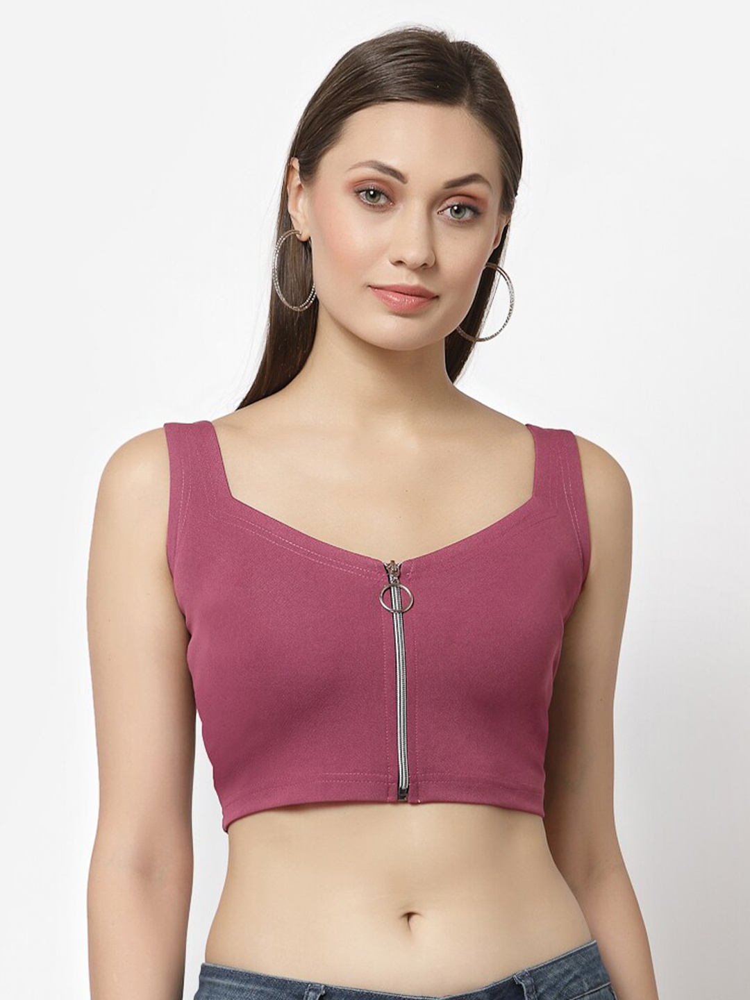

Popwings Pink Crepe Bralette Crop Top