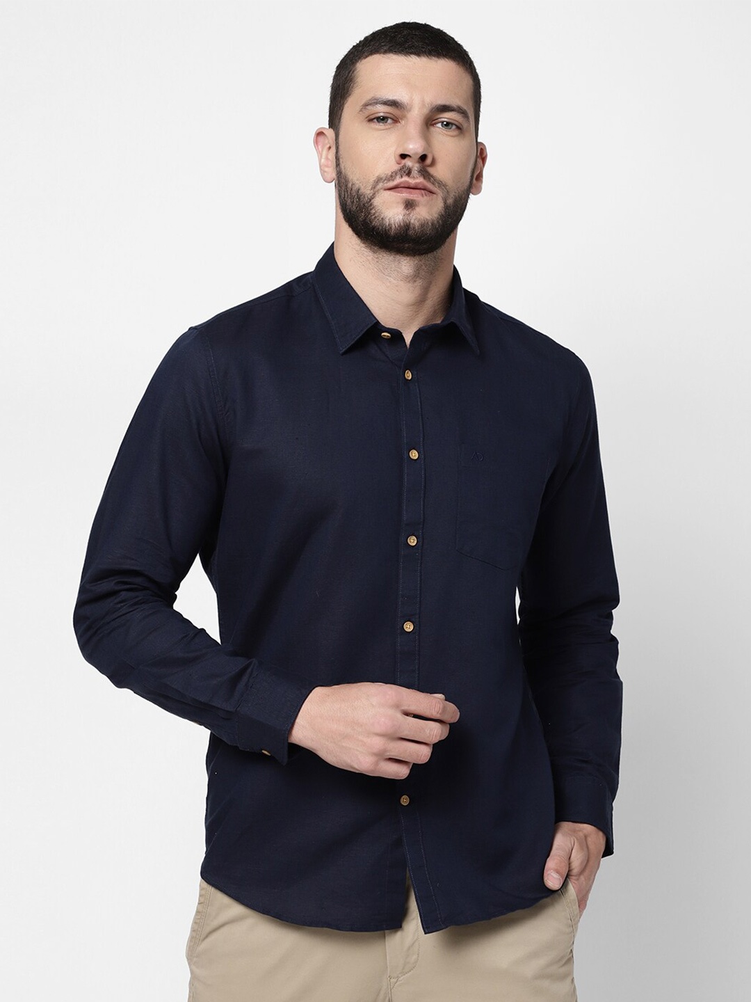 

AD By Arvind Men Navy Blue Casual Shirt