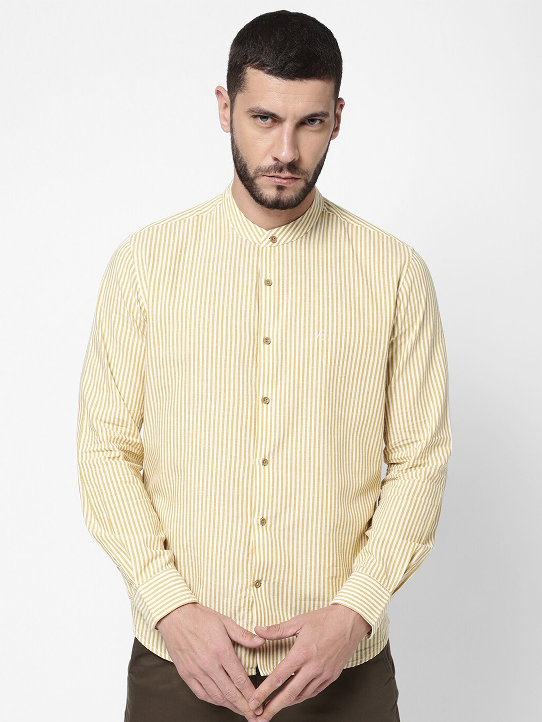 

AD By Arvind Men Yellow Slim Fit Checked Casual Shirt