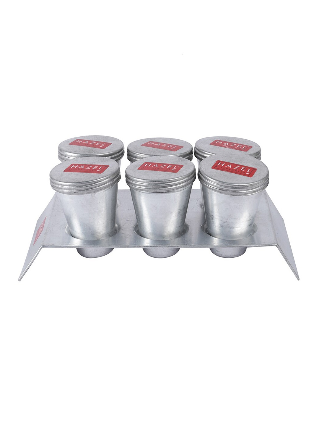 

HAZEL Set of 6 Silver-Toned Solid Reusable Kulfi Moulds With Stand