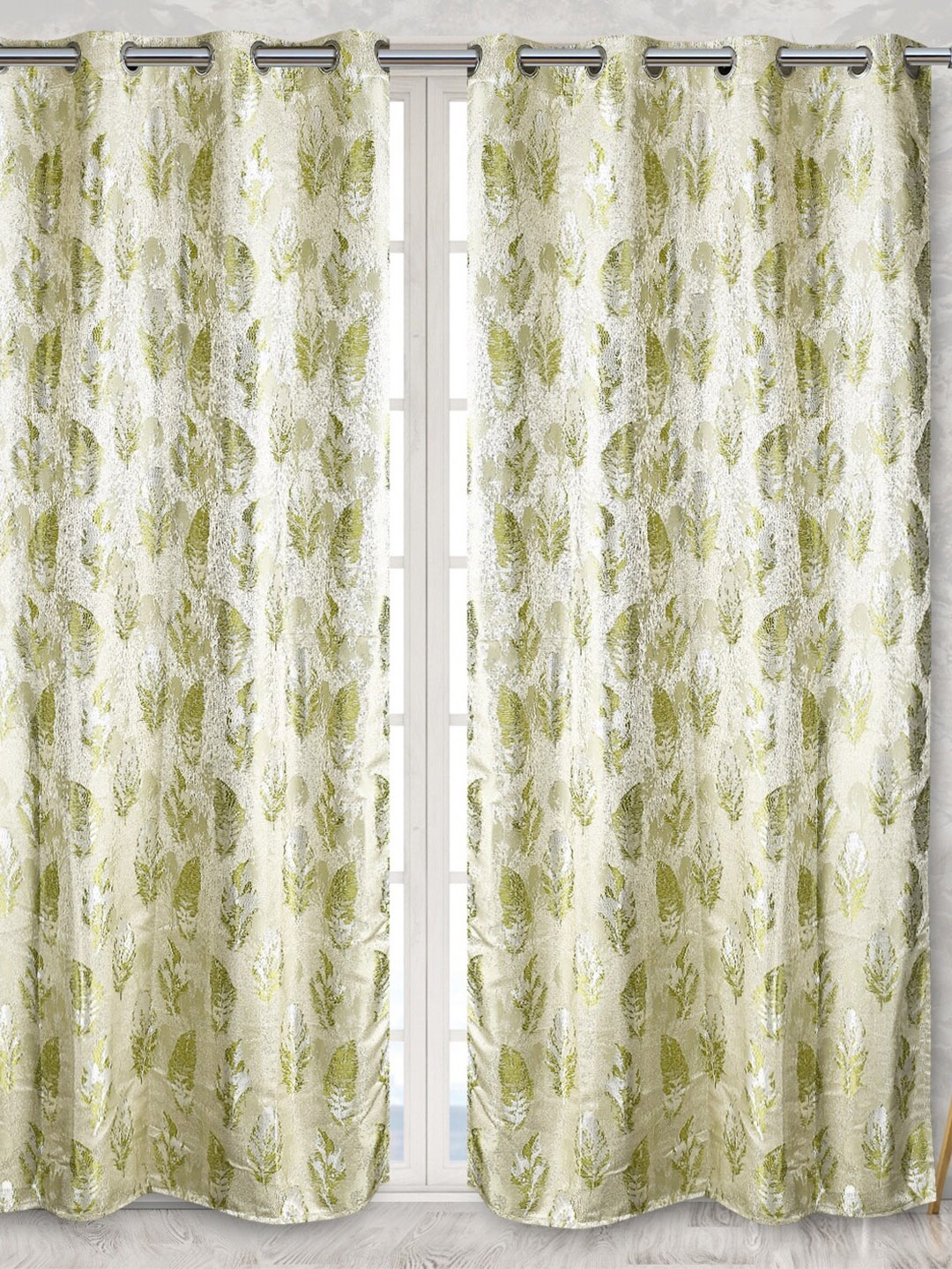 

Fresh From Loom Green & White Set of 2 Room Darkening Door Curtain