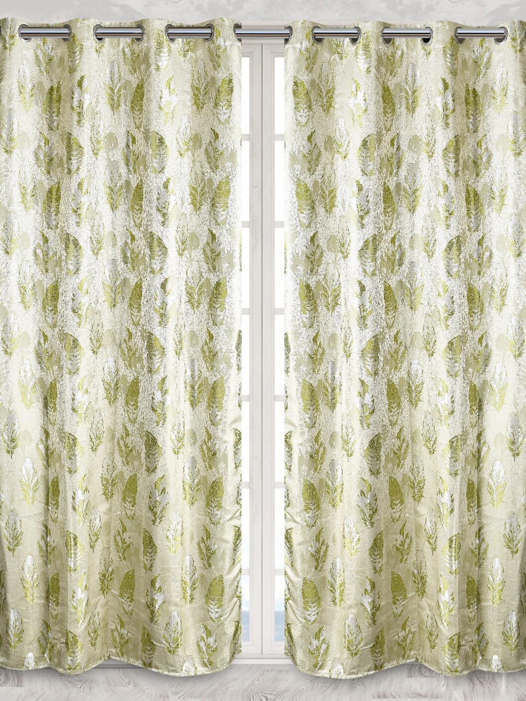 

Fresh From Loom Green Set of 2 Floral Room Darkening Window Curtains