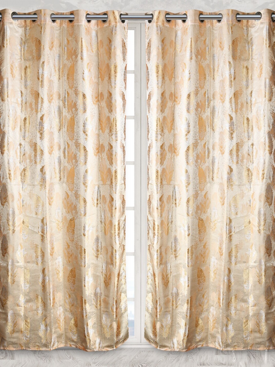 

Fresh From Loom Gold-Toned Set of 2 Room Darkening Long Door Curtains