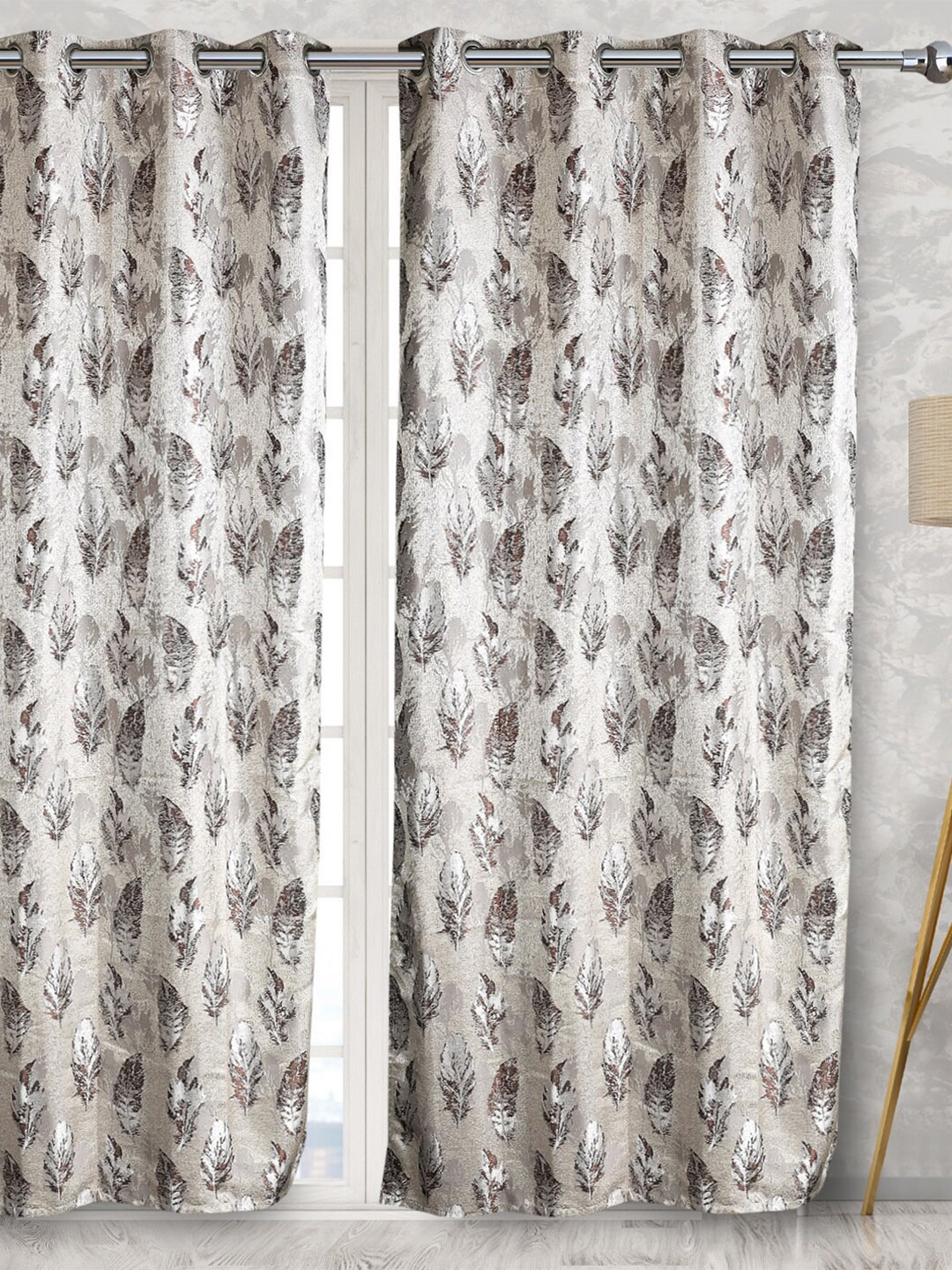 

Fresh From Loom Coffee Brown & Grey Set of 2 Room Darkening Long Door Curtain