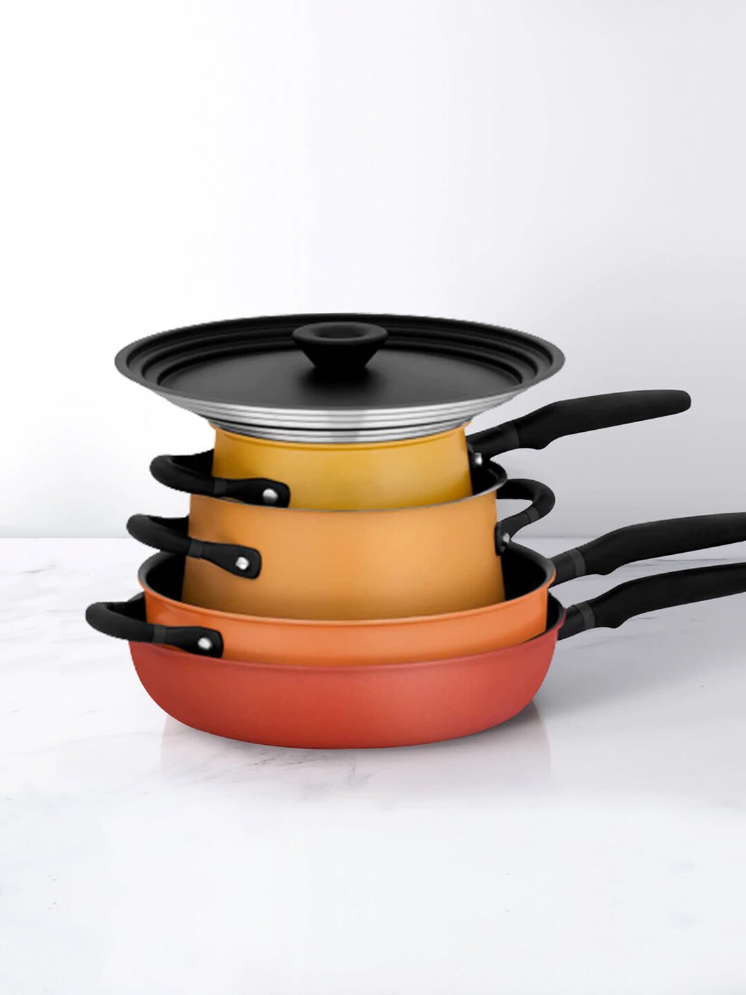 

MEYER Orange and Copper-Toned 6 Pieces Nonstick Stainless Steel Cookware