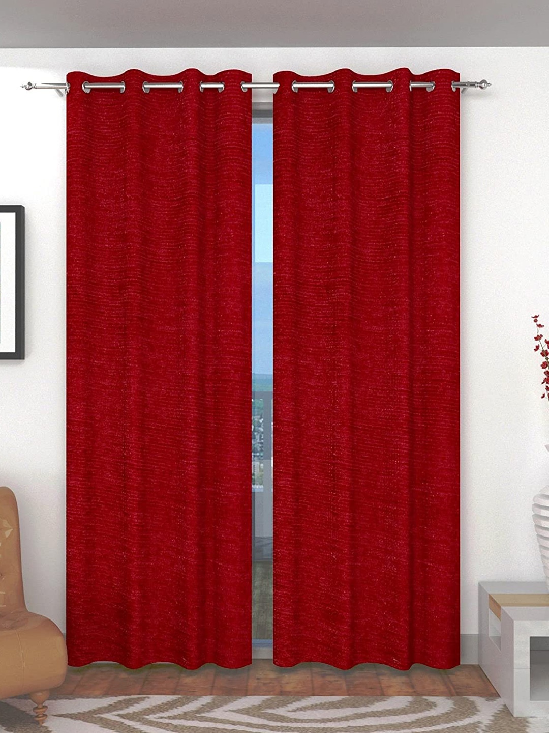 

Fresh From Loom Maroon Set of 2 Room Darkening Window Curtain